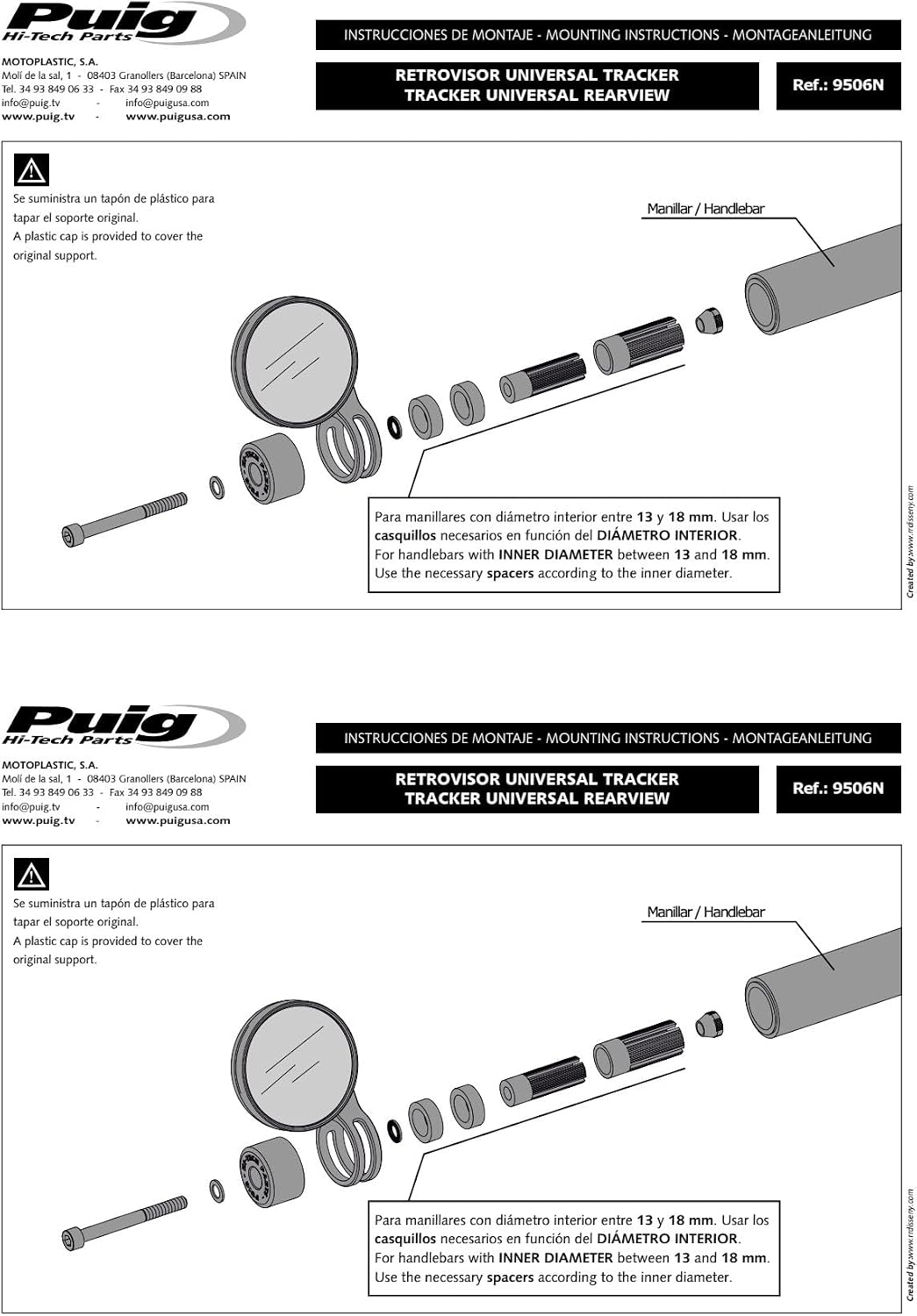 Puig 9506D Tracker Rückspiegel Aluminium, Aluminium