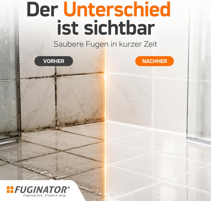 FUGINATOR® Fugenbürste – Fugenreinigung in Bad, WC, Küche - Reinigung von Wand- und Bodenfliesen - h