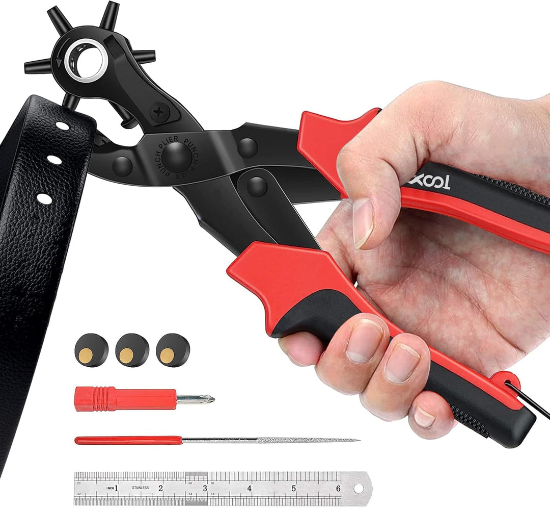 XOOL Lochzange für Leder, Gürtel Lochzange mit Hebelübersetzung, Ermüdungsfreies Arbeiten, Locher, G