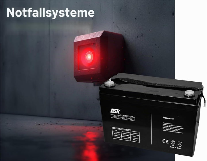DSK Wiederaufladbare Batterie 12V 18Ah – Universaladapter F1/F2 inklusive – Masse 181x76x167 mm – Fü