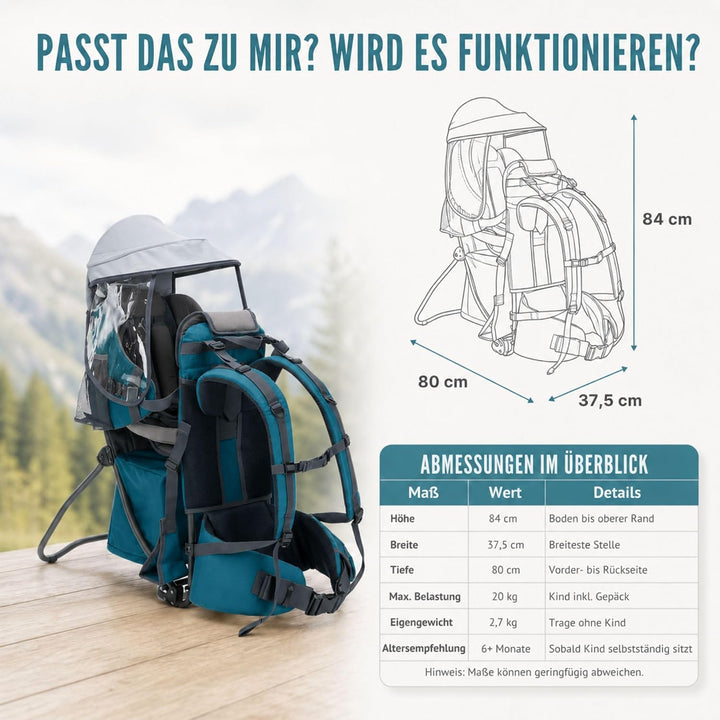 Fillikid Rückentrage Explorer Elite Exklusiv | Kindertrage für Wandern & Reise | Babytragerucksack m