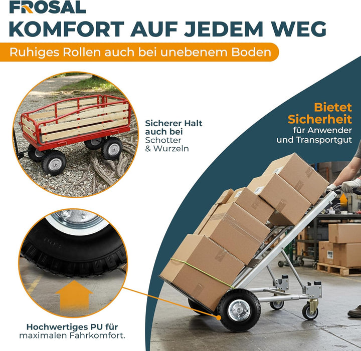 FROSAL 2x Vollgummireifen 260mm (3.00-4) pannensicher – Ersatzrad für Bollerwagen & Sackkarre – PU R
