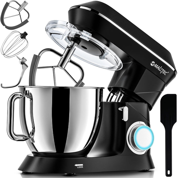 MalTec Planet Küchenmaschine | MaltecChef 2200W Knetmaschine | Rührhaken, Knethaken, Schneebesen, Sp