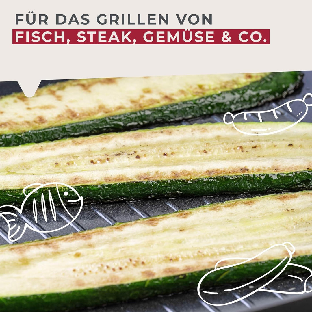 Fackelmann Grillpfanne Brandao - Ø 26 cm aus recyceltem Aluminium, PFAS-freie Keramikbeschichtung, e
