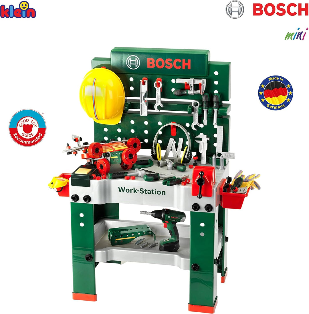 Theo Klein 8485 Bosch Werkbank Nr. 1 | 150-teilig | Inkl. Werkzeuge Und Zubehör | Akkuschrauber Mit