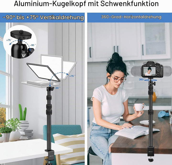 Victiv Kamera Tischstativ für DSLR Canon, 37cm-105cm Handy Tisch Stativ mit Handyhalterung for Smart