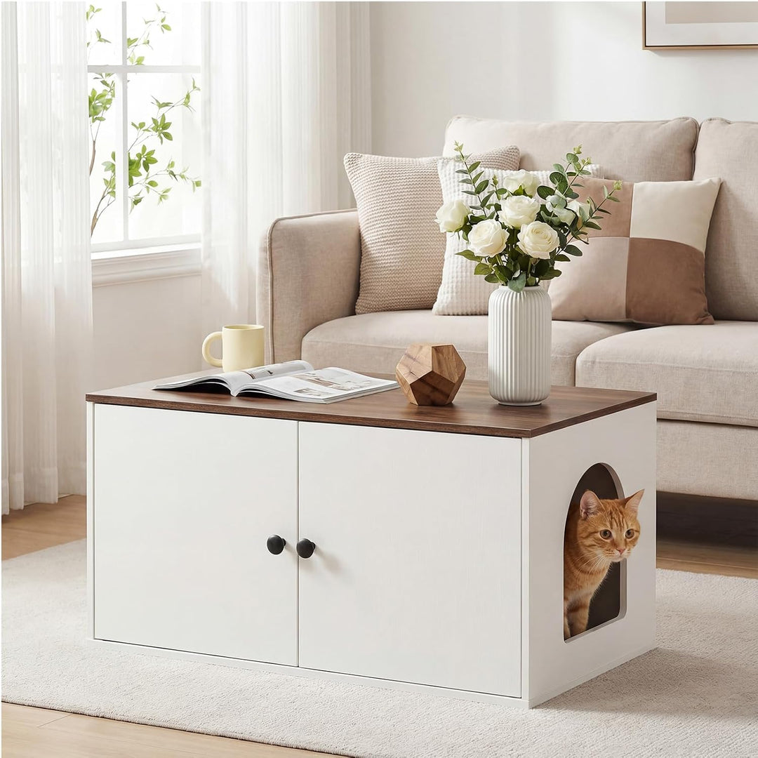 HOOBRO Katzenklo Schrank aus Spanplatte, Katzentoilette Schrank, versteckter Katzenkloschrank mit Se