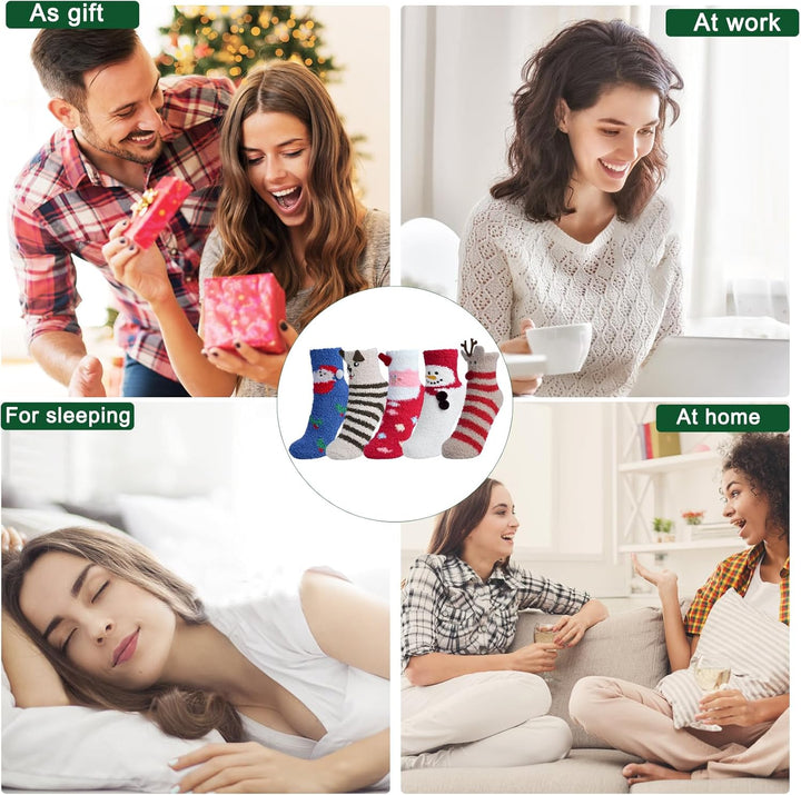 CZMAO 5 Paar Weihnachtssocken mit Geschenkbox, Weihnachten Socken, Weihnachtsmotiv Warm Festlicher B
