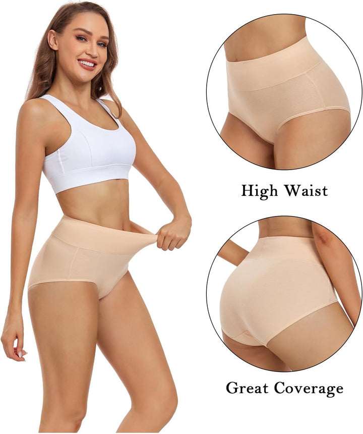 wirarpa Unterhosen Damen Baumwolle Frauen Unterwäsche Hohe Taille Slips Hoher Taillenslip 4er Pack X