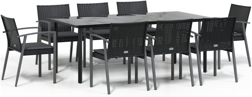 Festnight Poly Rattan Sitzgruppe Gartenmöbel Set Garten Essgruppe 9 Personen Gartenmöbel Set mit 6 G