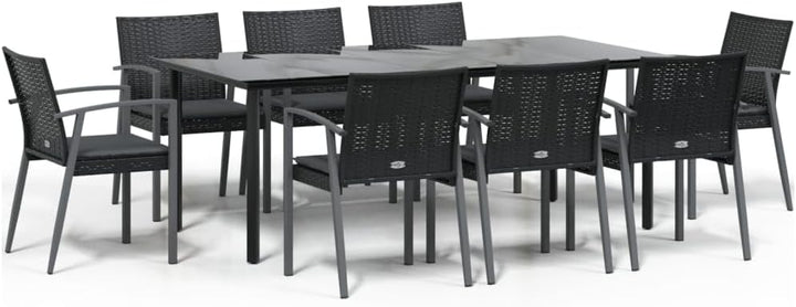 Festnight Poly Rattan Sitzgruppe Gartenmöbel Set Garten Essgruppe 9 Personen Gartenmöbel Set mit 6 G