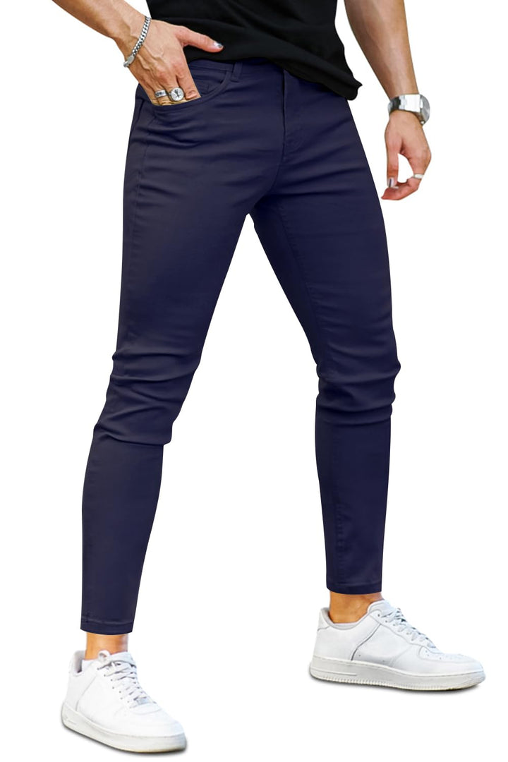 GINGTTO Skinny Jeans Herren Slim Fit Super Stretch Denim Hose Regular Fit 4 Seasons Herrenjeans Blau