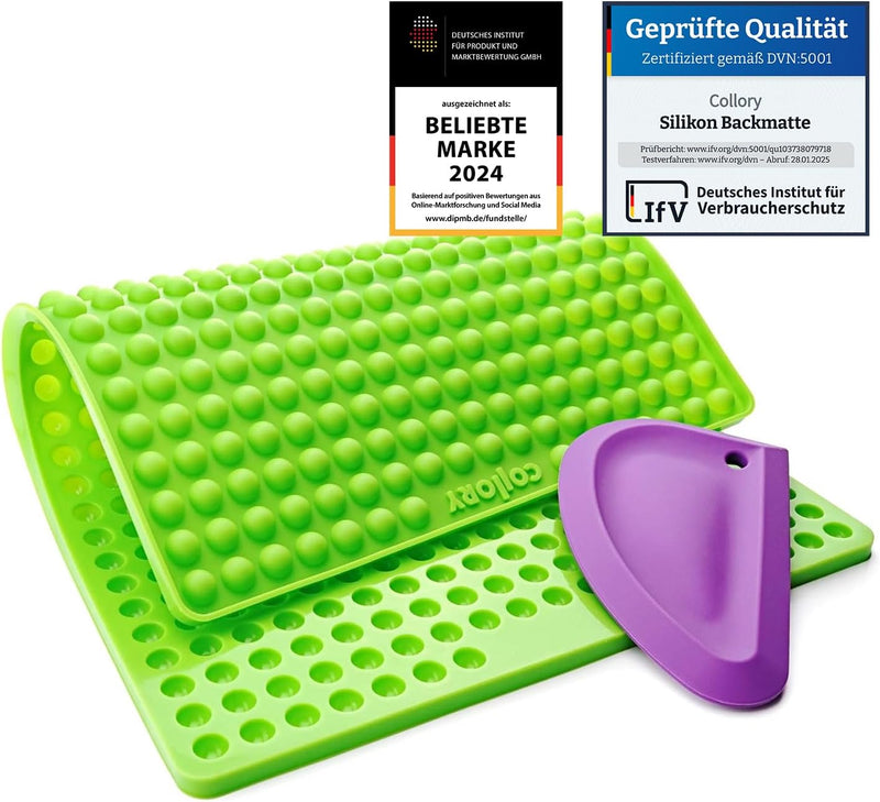 Collory mini Halbkugel (1cm) Silikon Backmatte und Teigschaber Set zur Herstellung von Hundekekse un