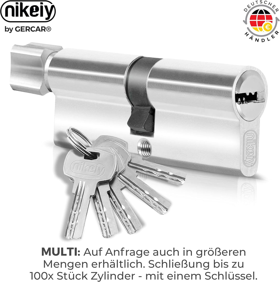 GERCAR 8x Knaufzylinder gleichschliessend 8 Schliesszylinder 40/40 inkl. 40 Schlüssel - 80 mm - Türs