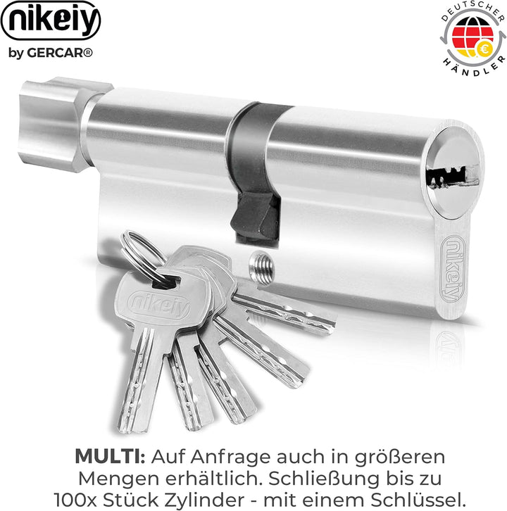 GERCAR 8x Knaufzylinder gleichschliessend 8 Schliesszylinder 40/40 inkl. 40 Schlüssel - 80 mm - Türs