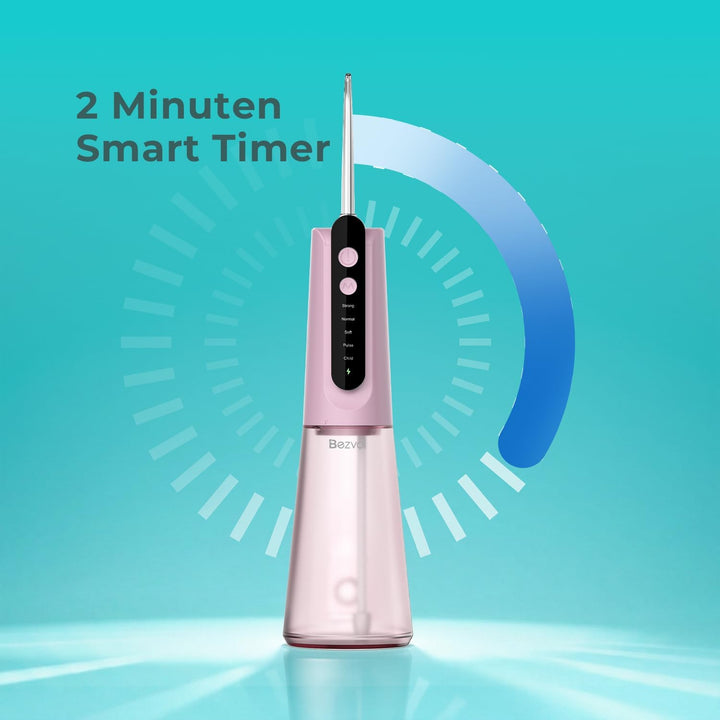Bezvoi Munddusche Kabellos Water Flosser Zahnreinigung : LED-Anzeige 5 Modi Zahndusche & 6 Düsen, IP