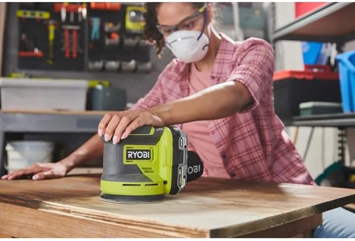 RYOBI 18 V ONE+ Akku-Exzenterschleifer RROS18-0, 125 mm Schleifteller, 2,5 mm Schwingkreis, Effizien