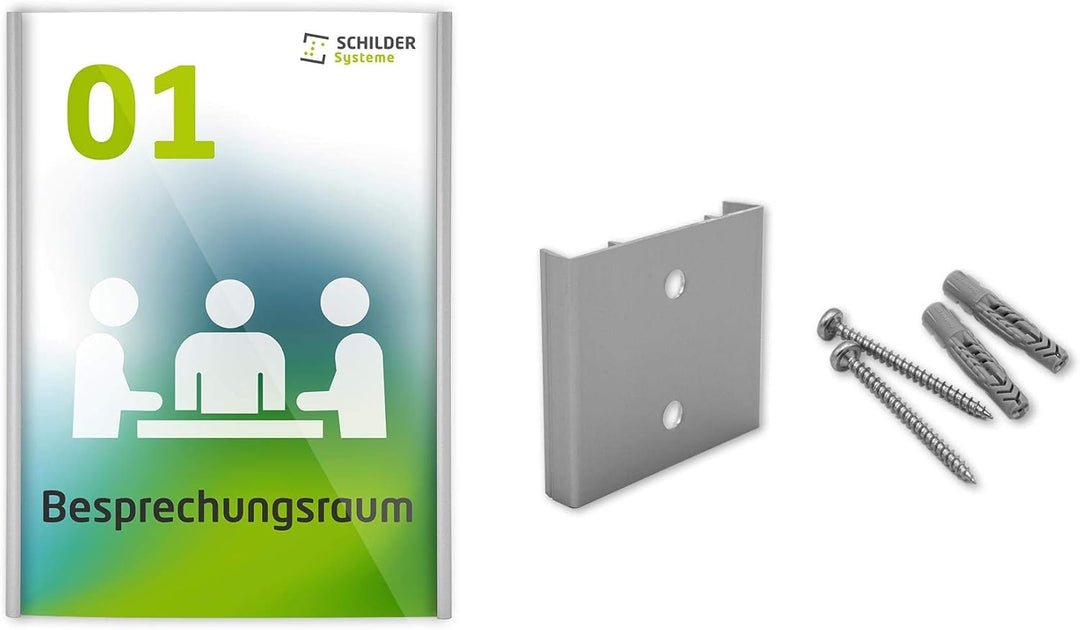 SCHILDER Systeme 2 Stk. CIS.clic Büroschild DIN A6 | Schild eloxiert | 110 x 148,5mm | 1,5mm klare A