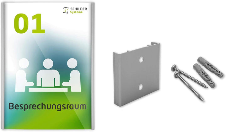 SCHILDER Systeme 2 Stk. CIS.clic Büroschild DIN A6 | Schild eloxiert | 110 x 148,5mm | 1,5mm klare A
