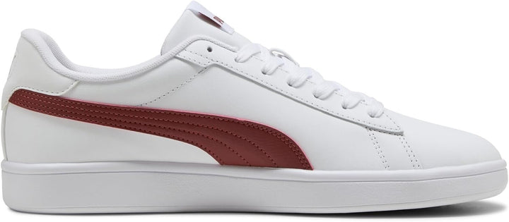 PUMA Herren Smash 3.0 L Sneaker 36 EU White Bordeaux Red, 36 EU White Bordeaux Red