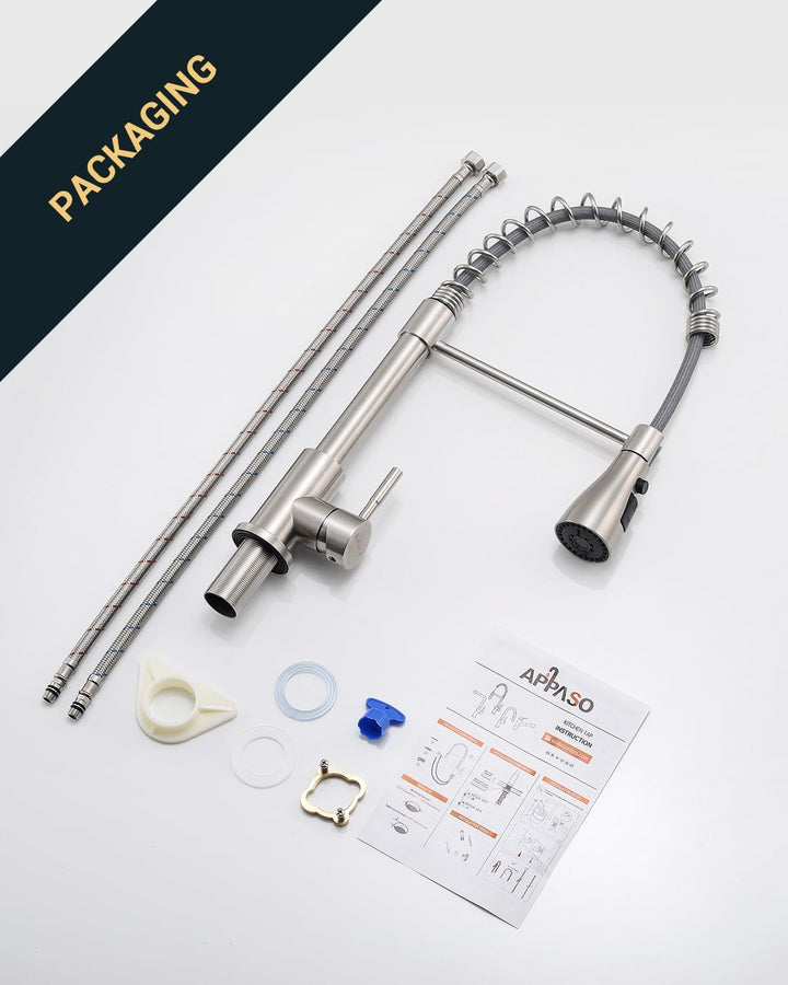 APPASO Wasserhahn Küche, Küchenarmatur mit Brause Hochdruck, Mischbatterie Küche mit 3 Strahlarten,
