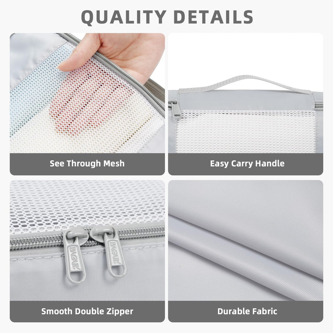 BAGAIL 6er-Set Packwürfel in verschiedenen Grössen Packorganizer für Reisezubehör Gepäck Handgepäck