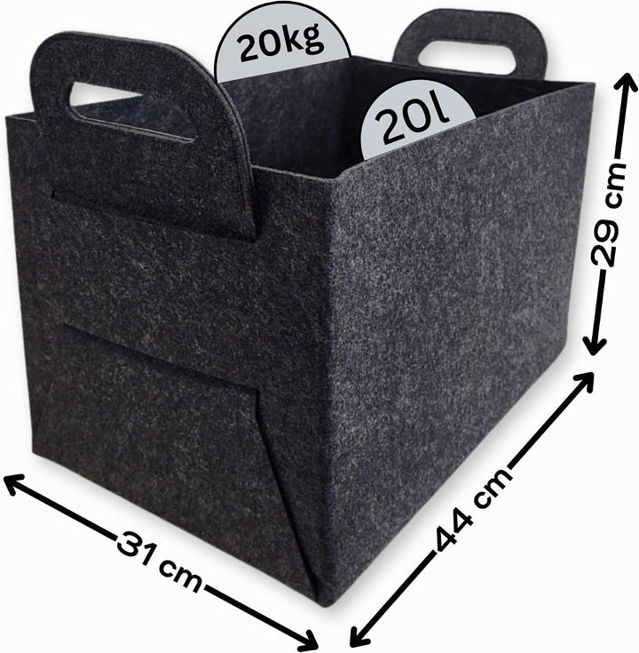 ToCi 2x Filzkorb | Flexibler Allzweckkorb aus Filzstoff | Platzsparend faltbar | Für Kaminholz, Zeit
