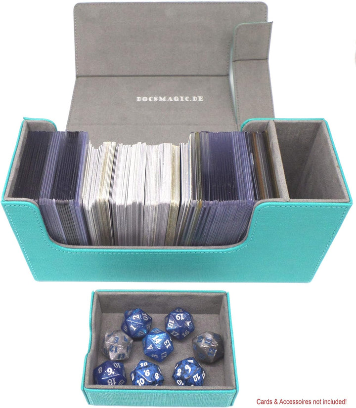docsmagic.de Premium Magnetic Tray Long Box Mint Small + 2 Flip Boxes - Aqua Small + 2 Flip Boxes Aq