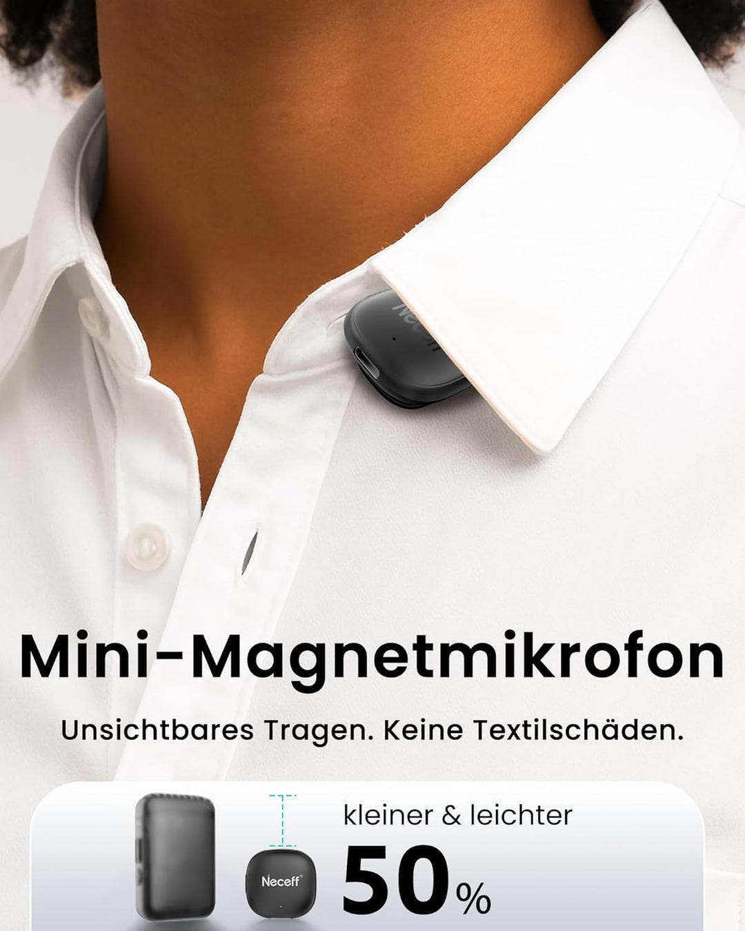 Wireless Lavalier-Mikrofon für iPhone 14 13 12 11 Pro Max, Lightning-Ansteckmikrofon mit KI-Rauschun