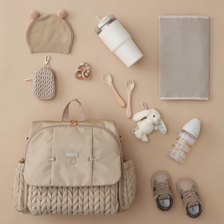 Leila Wickelrucksack mit verstellbaren Schultergurten, Kinderwagen-Clips und Wickelauflage – Modebew
