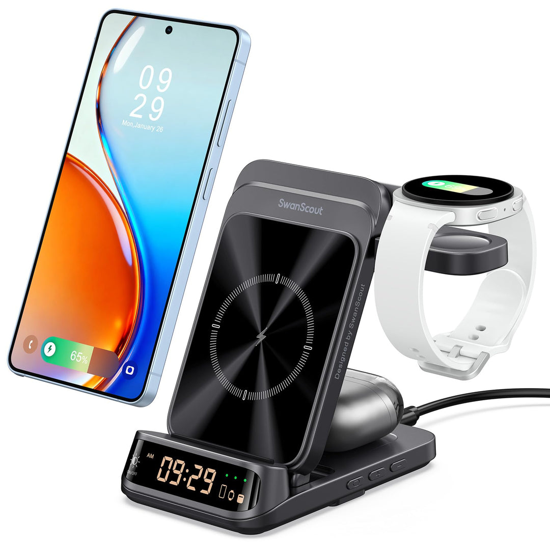 SwanScout Induktive Ladestation, Wireless Charger für Samsung Galaxy S25 Ultra/S25+/S25/S24/S23/S22/