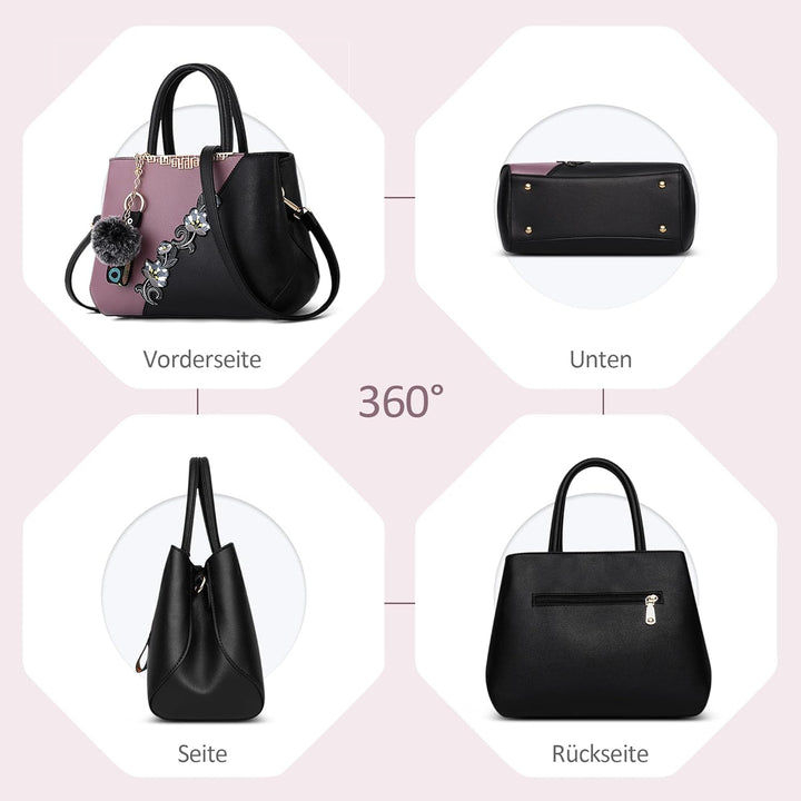 DORRISO Damen Handtasche Mode Stickdesign Schultertasche Grosse Kapazität Umhängetasche Casual Reise