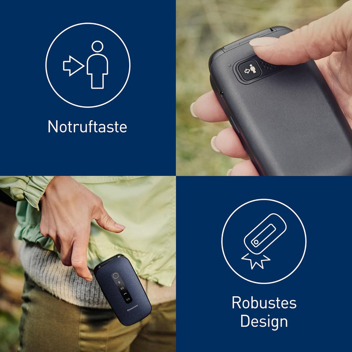 Panasonic KX-TU550EXC 4G Essentials Clamshell Handy für Senioren, 1,2 MP Kamera, Seniorentelefon mit
