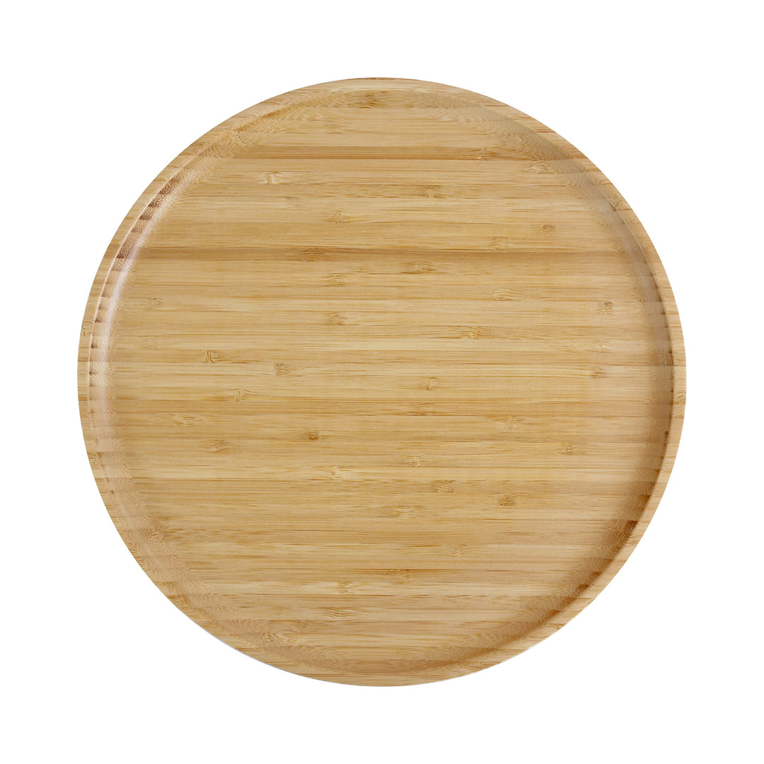 pandoo Wiederverwendbare Bambusteller | 100% Bambus Teller | Runde Holzteller, Bamboo Plates, Bambus