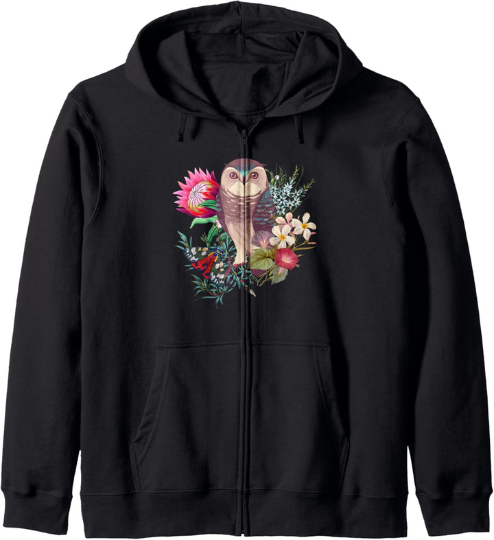 Forest Owl With Flowers And Butterfly Kapuzenjacke