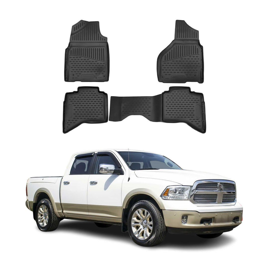 OMAC Gummimatten Fussmatten für Dodge RAM 1500 2500 3500 Quad Cab 2012-2018 4X Fussmatten / Schwarz