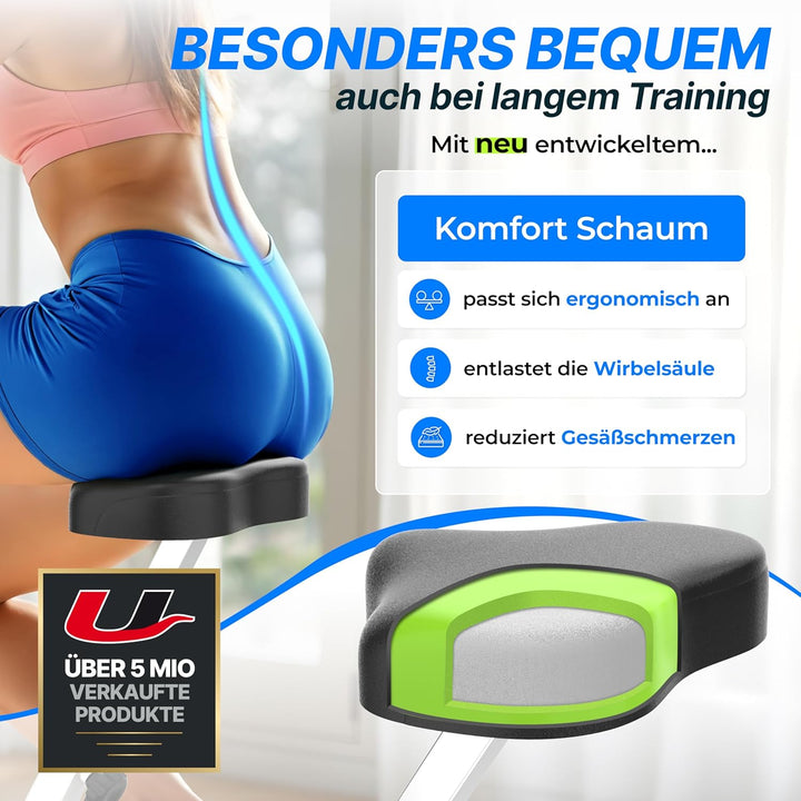 Ultrasport F-Bike 150/200, Heimtrainer, 8 Widerstandsstufen, Tablethalterung, Handpulssensoren, falt