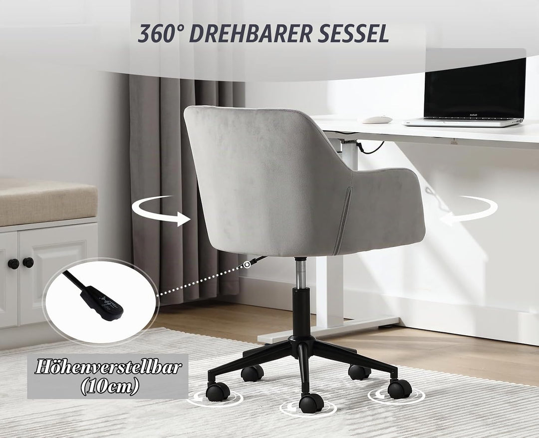 chairus Schreibtischstuhl Samt Bürostuhl 360° Drehbar Schreibtischstuhl Höhenverstellbar Drehstuhl f