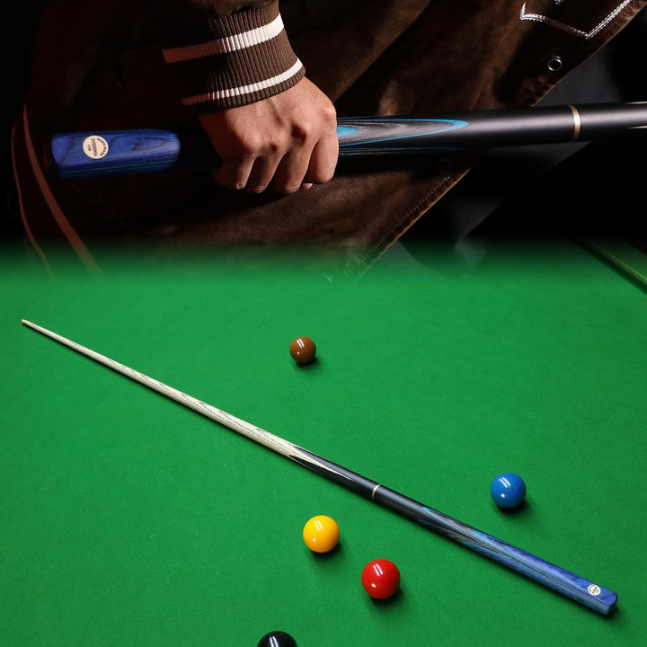57 inch Premium Ash Wood Snooker Cue with Extension,18 oz weight, 10mm Leather Tip, 3/4 Design, Comp