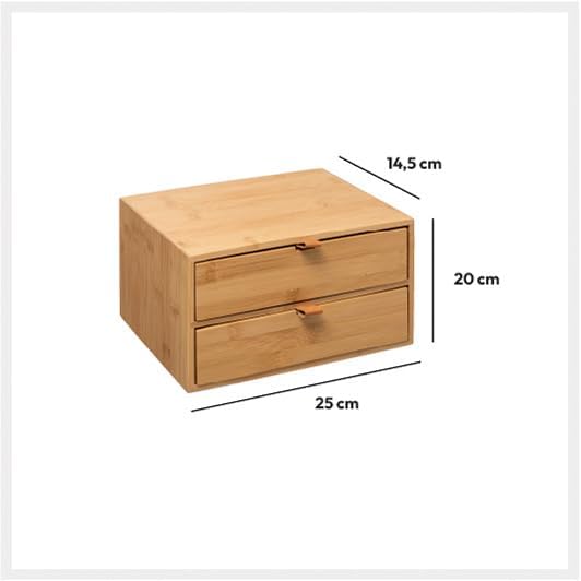 5five - box mit 2 schubladen bambus lederriemen