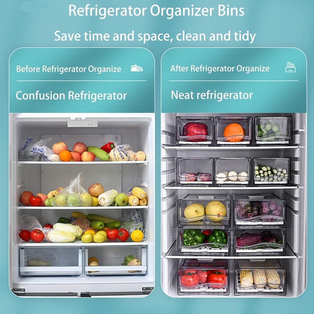 YekouMax Kühlschrank Organizer Set, Organizer Kühlschrank, Stapelbar und Wiederverwendbar, Wird für