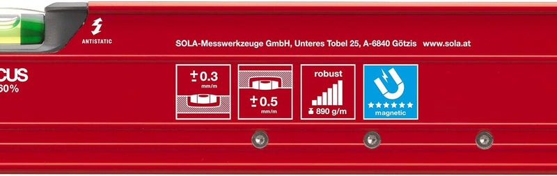 SOLA RedM 60 - Wasserwaage magnetisch 60 cm - starker Halt durch Neodym Magnete - Wasserwaage mit Ma