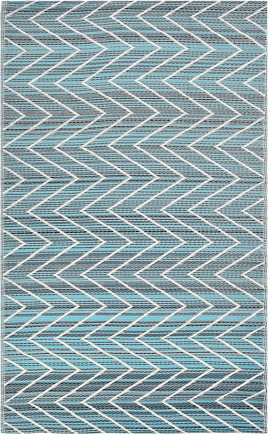 Outdoor Teppich Blau 120 x 180 cm Zickzackmuster Balotra