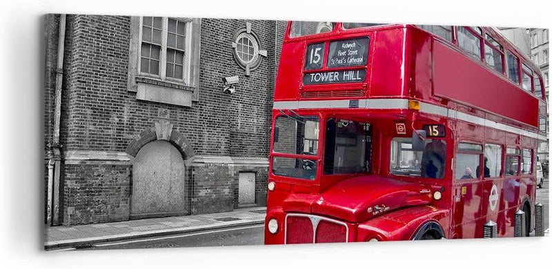 Wandbilder Dekoration Wohnzimmer Bus Denkmal London Geschichte Panorama Bilder auf Leinwand 120x50cm