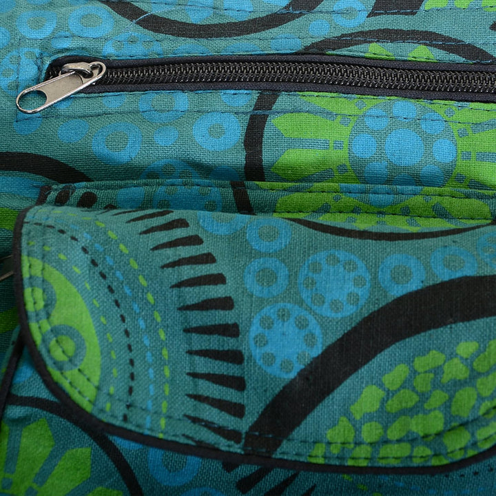 KUNST UND MAGIE Doppel Bauchtasche Sidebag Gürteltasche Festivaltasche Hippie Goa, Farbe:Petrol/Grün