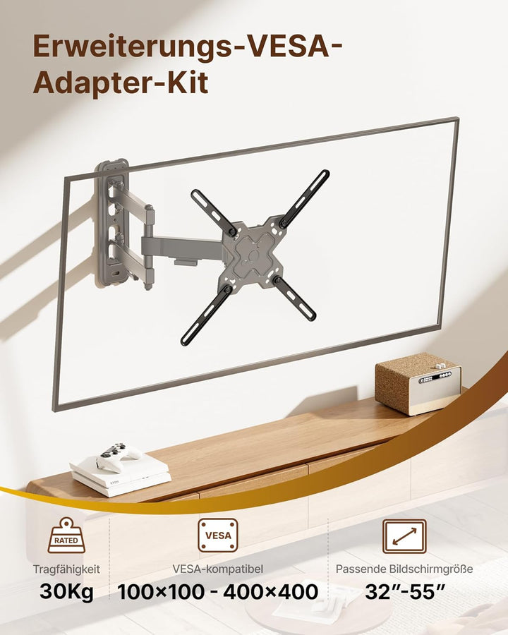 monTEK Stahl VESA Adapter, universelle VESA Adapterplatte für 32-55 Zoll LCD-LED-Fernseher bis zu 30