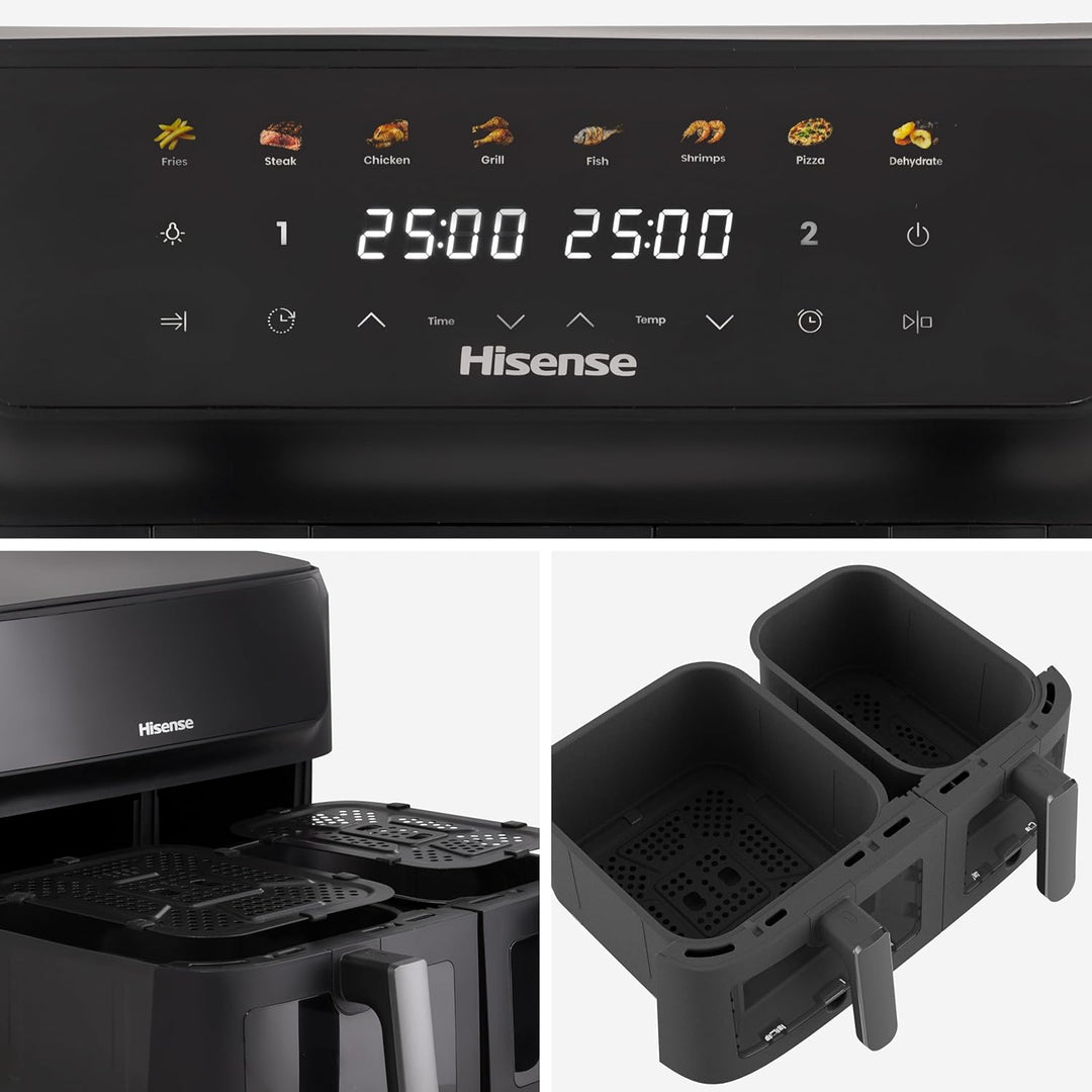 Hisense HAF2700DCD Heissluftfritteuse /2700 W /11 L Kapazität /8 voreingestellte Programme/Antihaft-