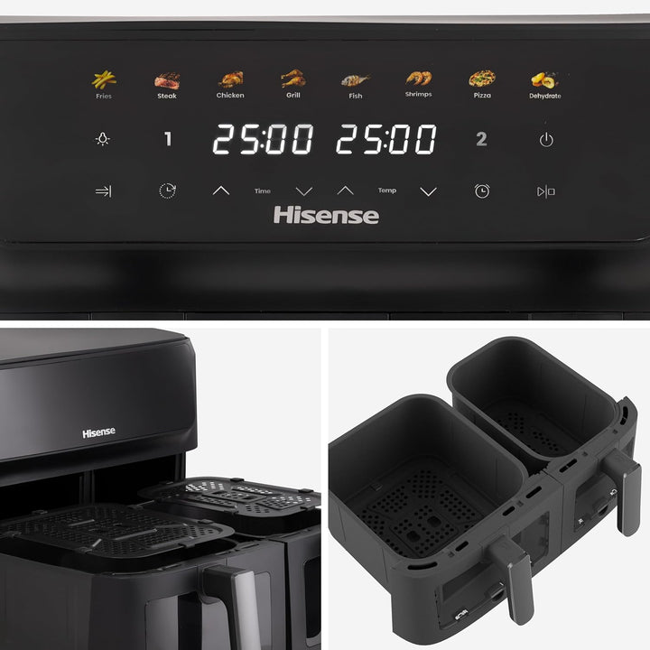 Hisense HAF2700DCD Heissluftfritteuse /2700 W /11 L Kapazität /8 voreingestellte Programme/Antihaft-
