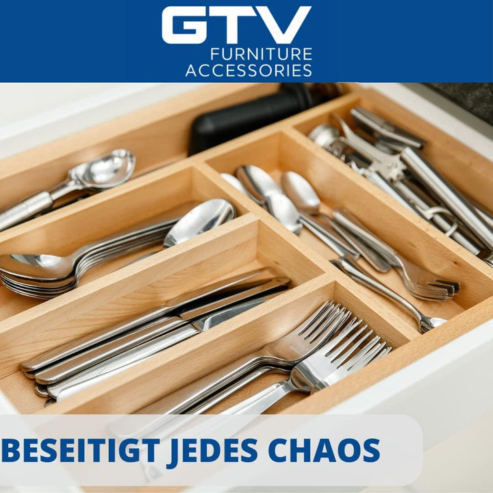 GTV - Schubladeneinsatz CUSTOMI für Küchenschubladen | Nützlicher Besteckeinsatz fur Küchen - Bestec