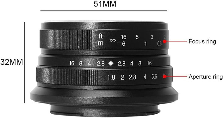 7artisans 25mm F1.8 Manueller Fokus Prime Fixiertes Objektiv für Olympus Micro Four Thirds MFT m4/3